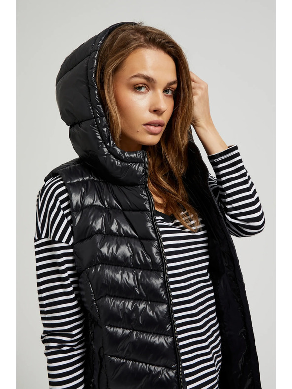 Moodo Prešit telovnik na zadrgo črn Moodo