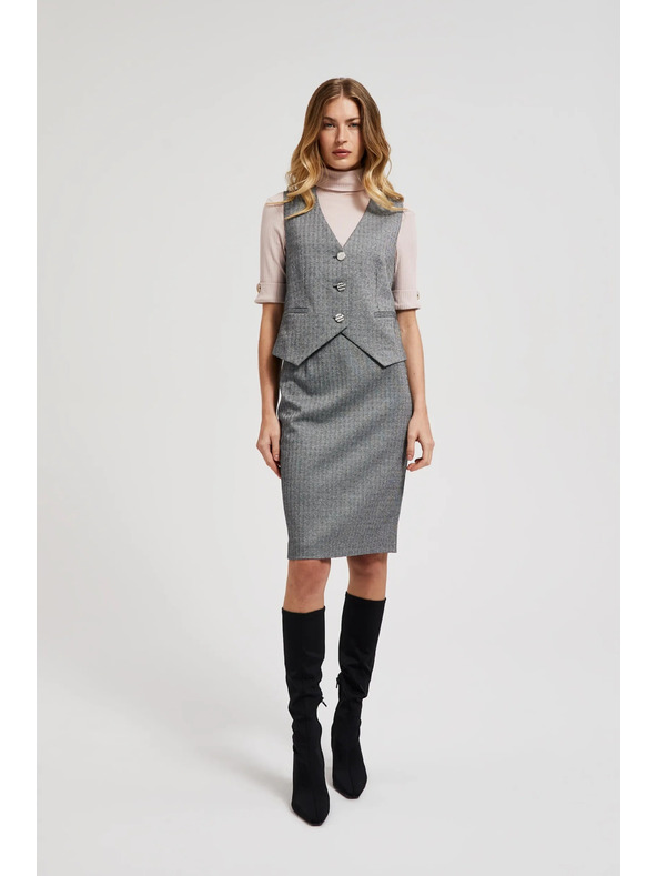 Moodo Elegantni telovnik siv s srebrnimi gumbi Moodo