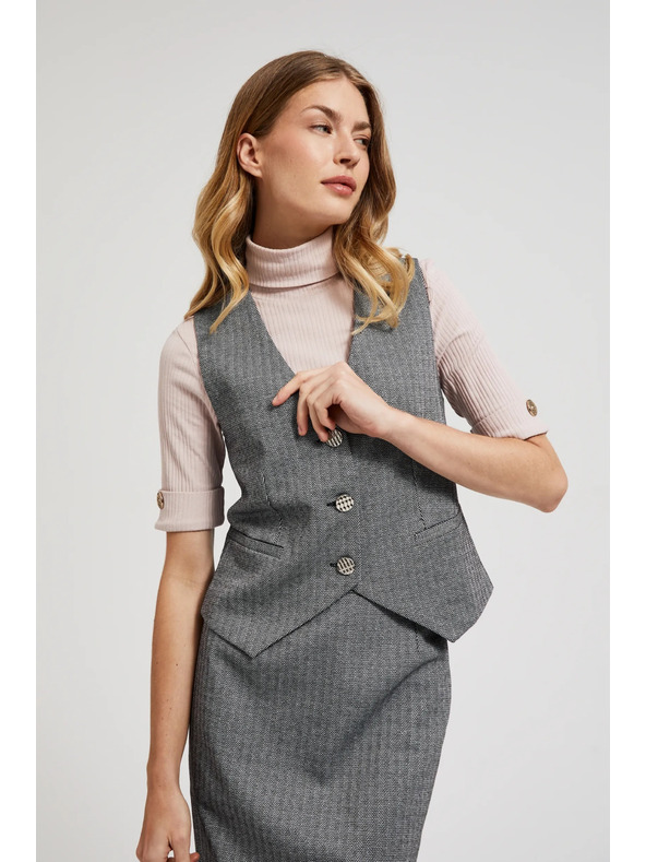 Moodo Elegantni telovnik siv s srebrnimi gumbi Moodo