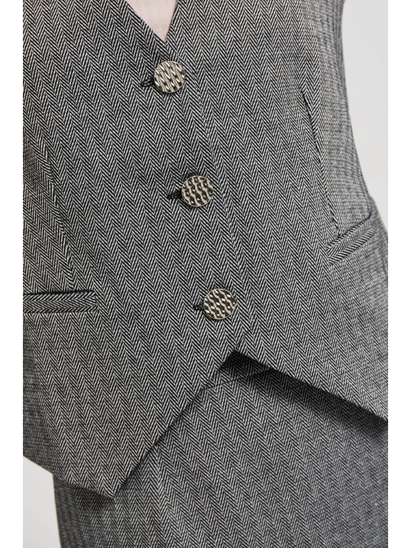 Moodo Elegantni telovnik siv s srebrnimi gumbi Moodo