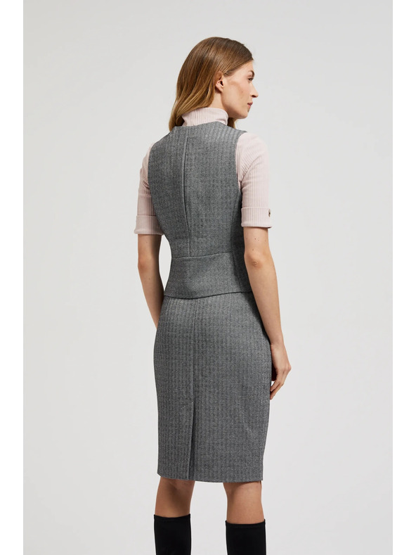 Moodo Elegantni telovnik siv s srebrnimi gumbi Moodo