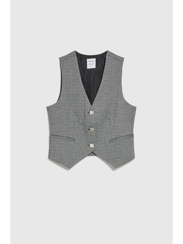 Moodo Elegantni telovnik siv s srebrnimi gumbi Moodo