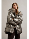 Moodo Metalična jakna s krzneno kapuco bež Moodo
