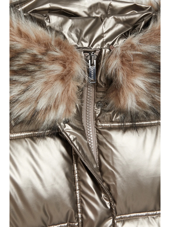 Moodo Metalična jakna s krzneno kapuco bež Moodo