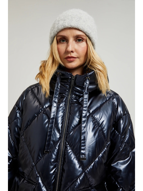 Moodo Prešita metalična jakna s kapuco temno modra Moodo