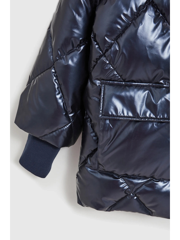 Moodo Prešita metalična jakna s kapuco temno modra Moodo