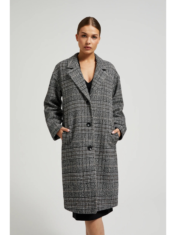 Moodo Oversize karirast plašč črn Moodo