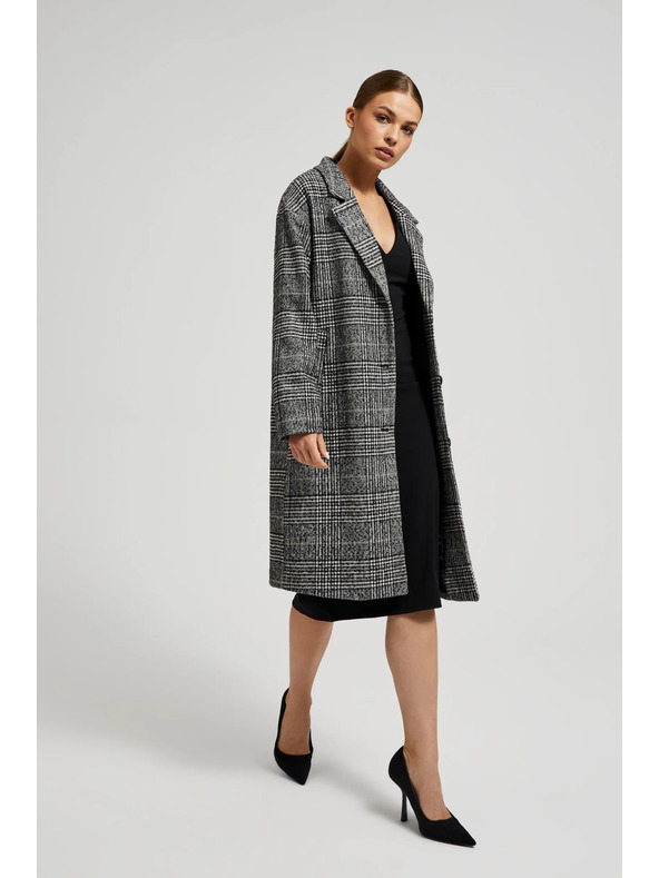 Moodo Oversize karirast plašč črn Moodo
