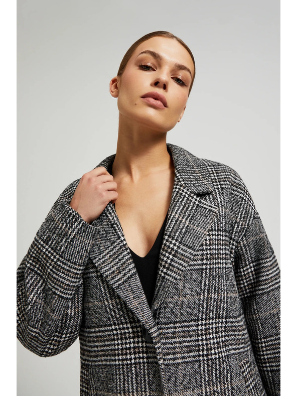 Moodo Oversize karirast plašč črn Moodo