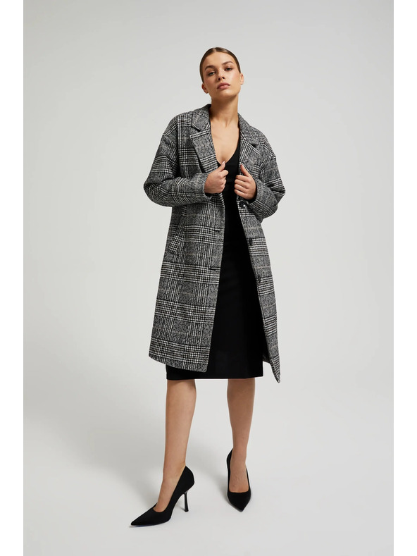 Moodo Oversize karirast plašč črn Moodo