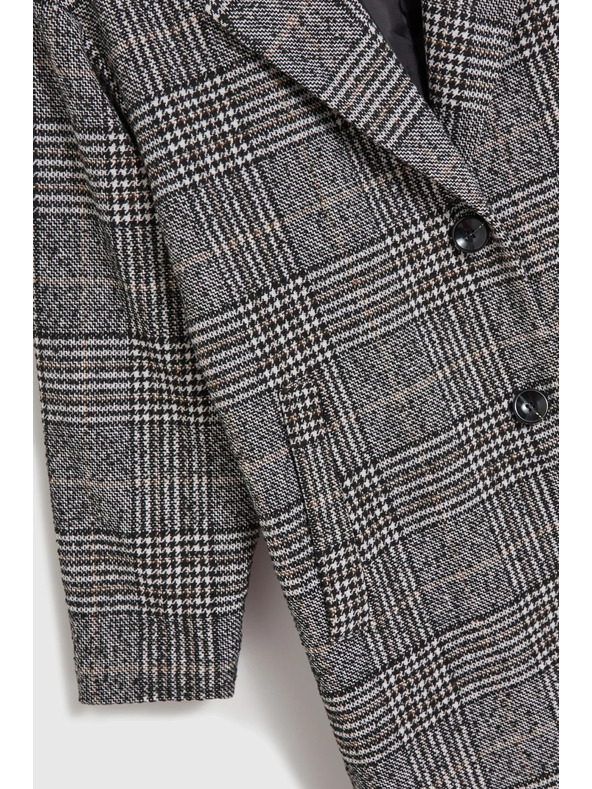 Moodo Oversize karirast plašč črn Moodo