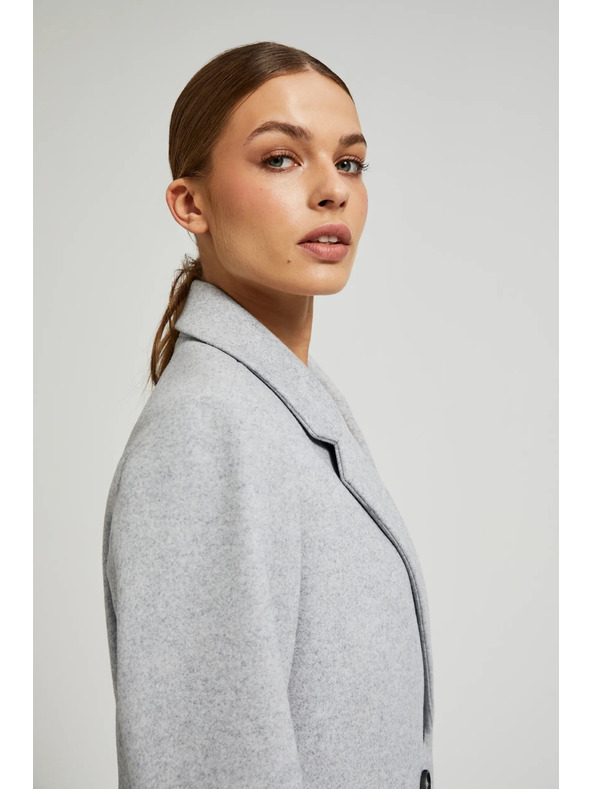 Moodo Preprost siv plašč z gumbi Moodo