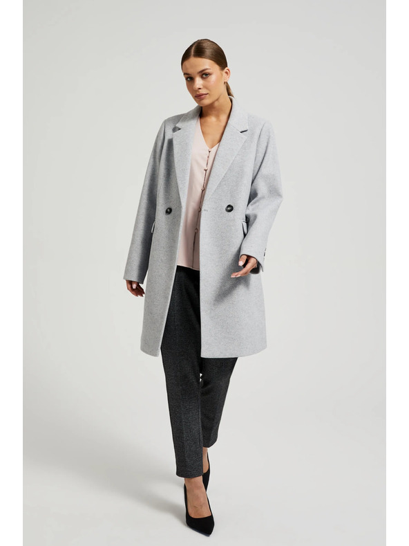 Moodo Preprost siv plašč z gumbi Moodo