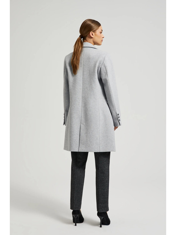 Moodo Preprost siv plašč z gumbi Moodo