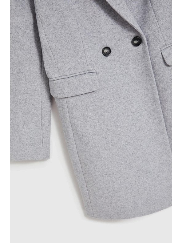 Moodo Preprost siv plašč z gumbi Moodo