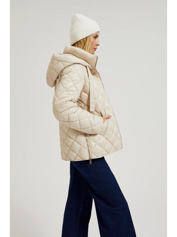 Moodo Kratka prešita jakna s kapuco bež Moodo