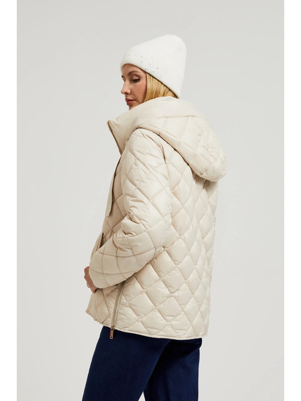 Moodo Kratka prešita jakna s kapuco bež Moodo