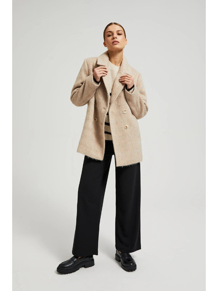 Moodo Dvovrstni plašč z ovratnikom bež Moodo