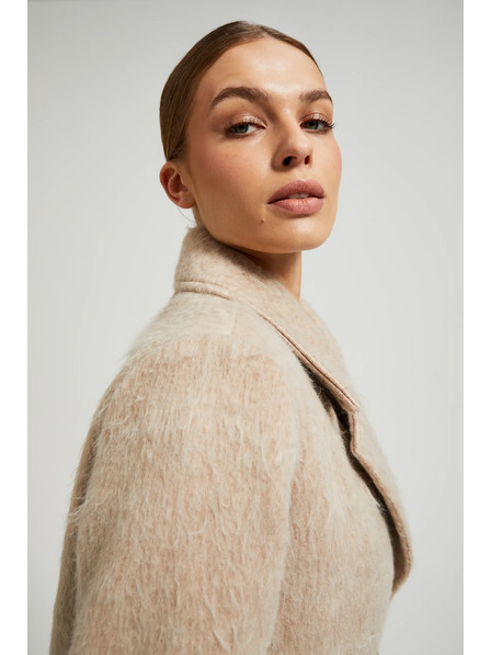 Moodo Dvovrstni plašč z ovratnikom bež Moodo