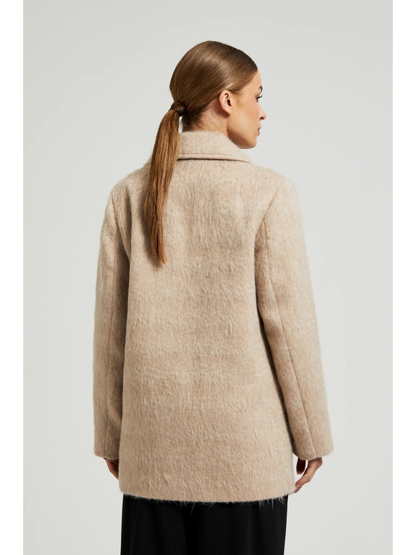 Moodo Dvovrstni plašč z ovratnikom bež Moodo