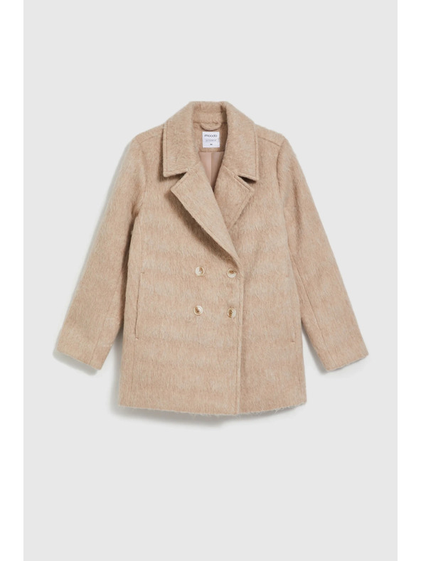 Moodo Dvovrstni plašč z ovratnikom bež Moodo