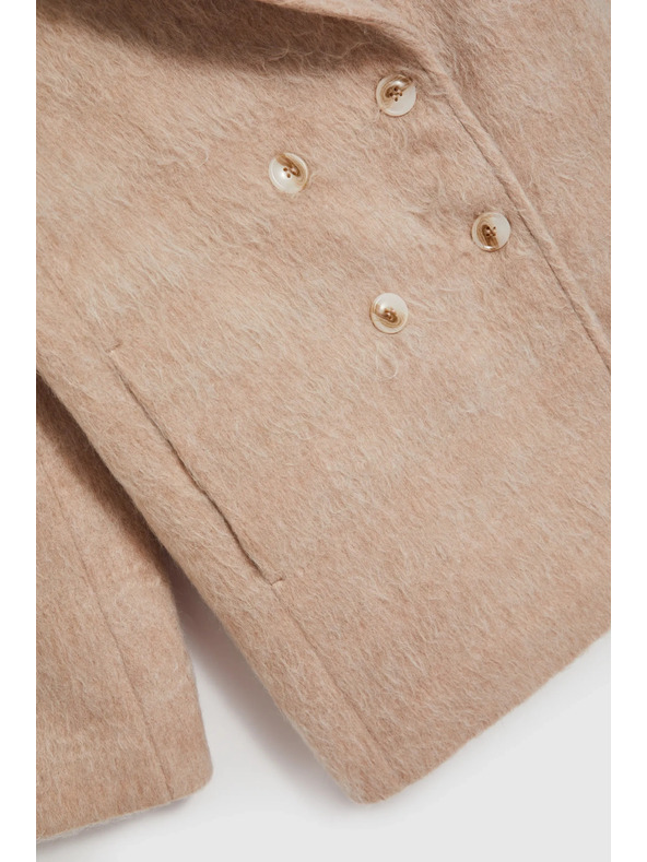 Moodo Dvovrstni plašč z ovratnikom bež Moodo