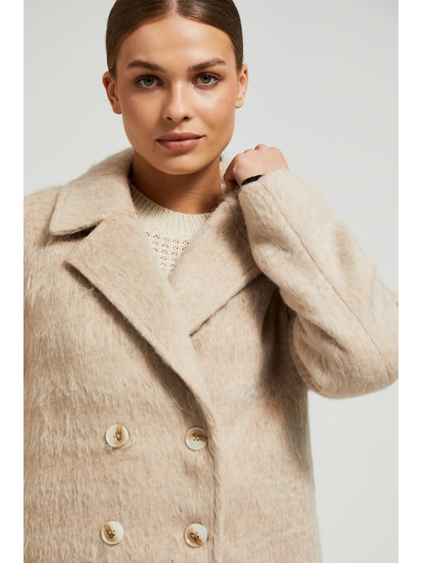 Moodo Dvovrstni plašč z ovratnikom bež Moodo