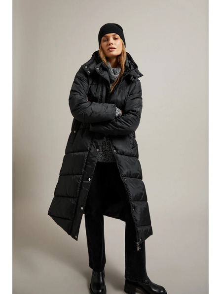 Moodo Dolga prešita jakna s kapuco črna Moodo