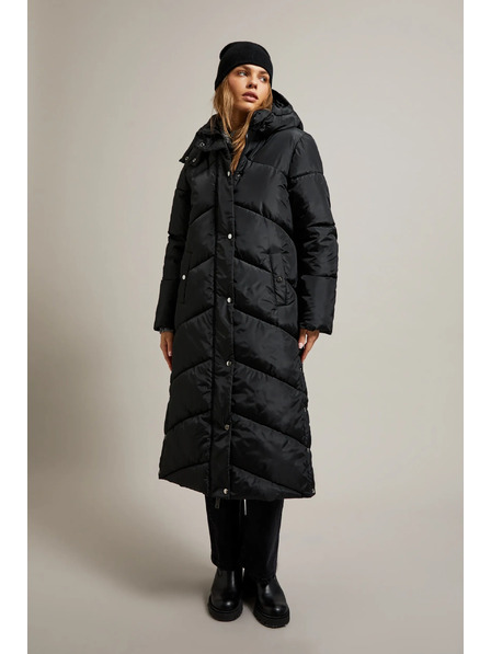 Moodo Dolga prešita jakna s kapuco črna Moodo