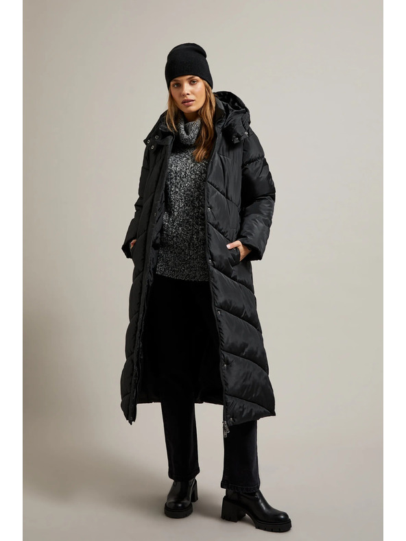 Moodo Dolga prešita jakna s kapuco črna Moodo