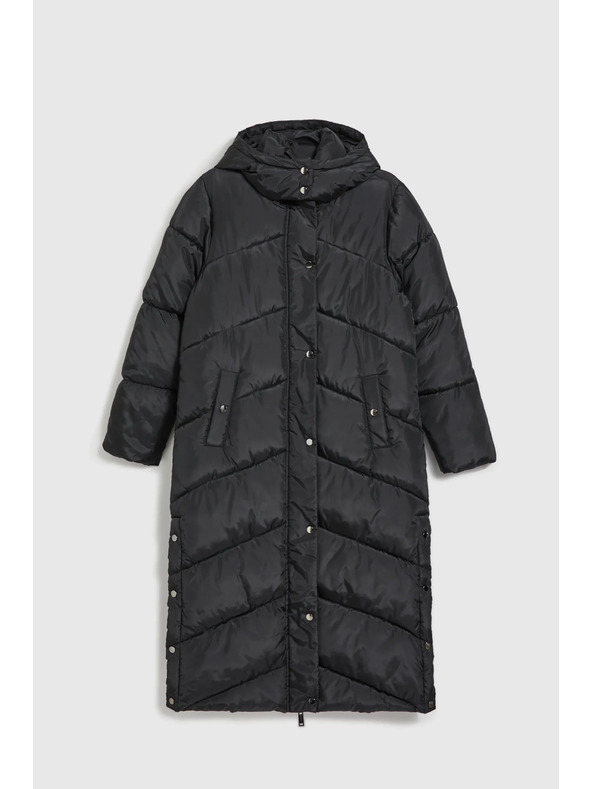 Moodo Dolga prešita jakna s kapuco črna Moodo