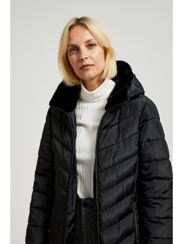 Moodo Prešita jakna s kapuco in zapenjljivimi žepi črna Moodo