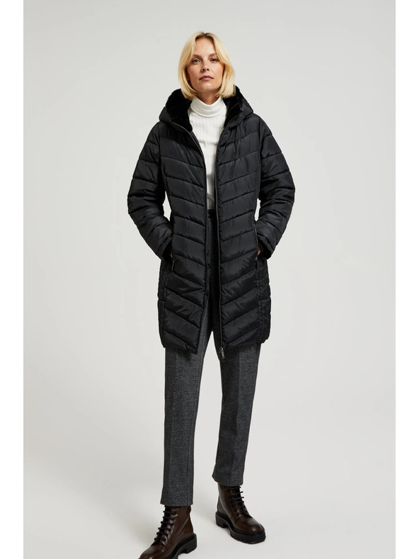 Moodo Prešita jakna s kapuco in zapenjljivimi žepi črna Moodo