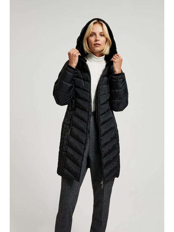 Moodo Prešita jakna s kapuco in zapenjljivimi žepi črna Moodo