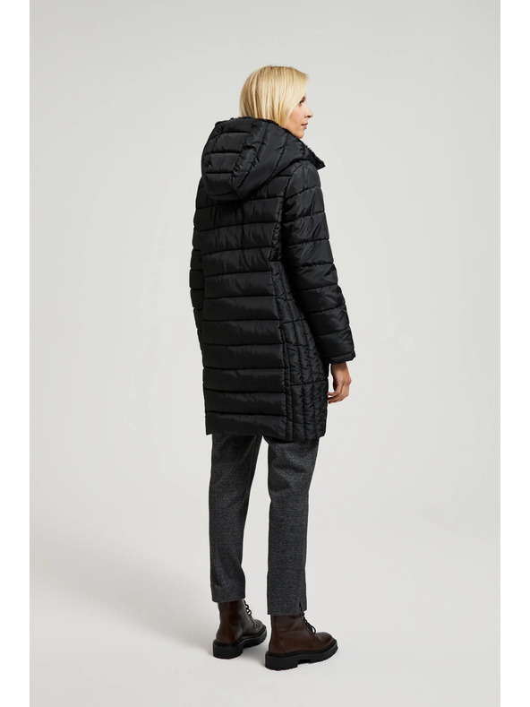 Moodo Prešita jakna s kapuco in zapenjljivimi žepi črna Moodo