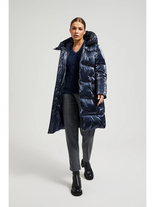 Moodo Dolga metalična jakna mornarsko modra Moodo