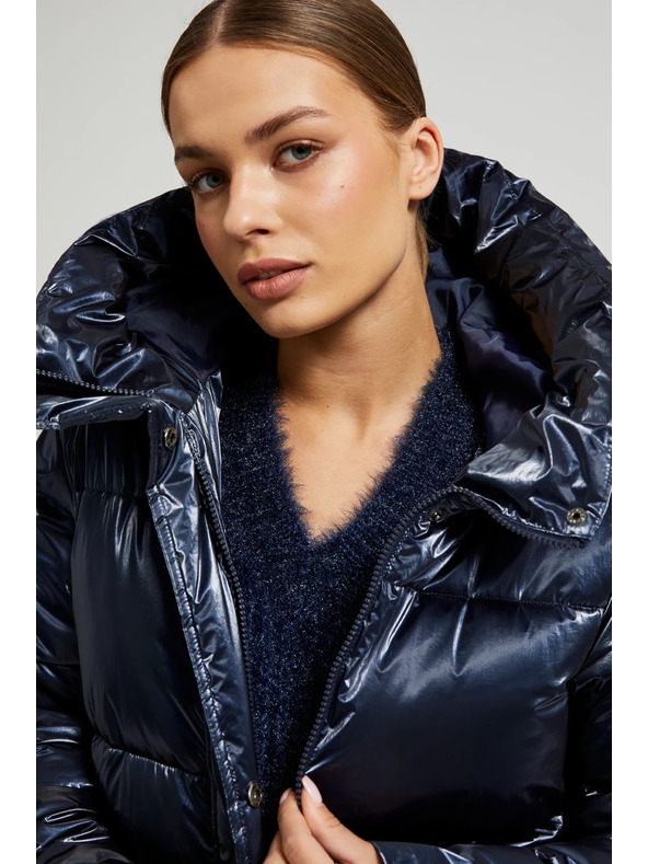 Moodo Dolga metalična jakna mornarsko modra Moodo