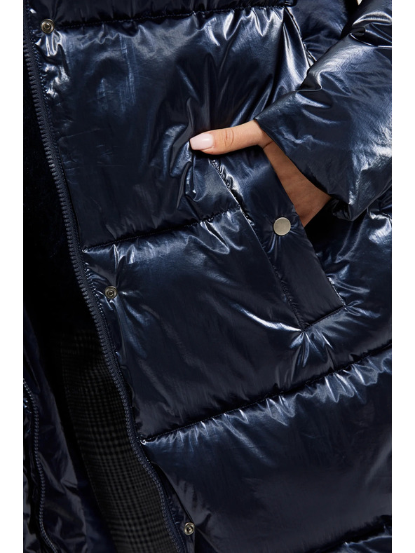 Moodo Dolga metalična jakna mornarsko modra Moodo