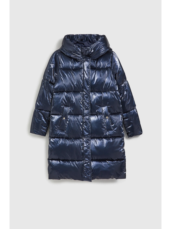 Moodo Dolga metalična jakna mornarsko modra Moodo