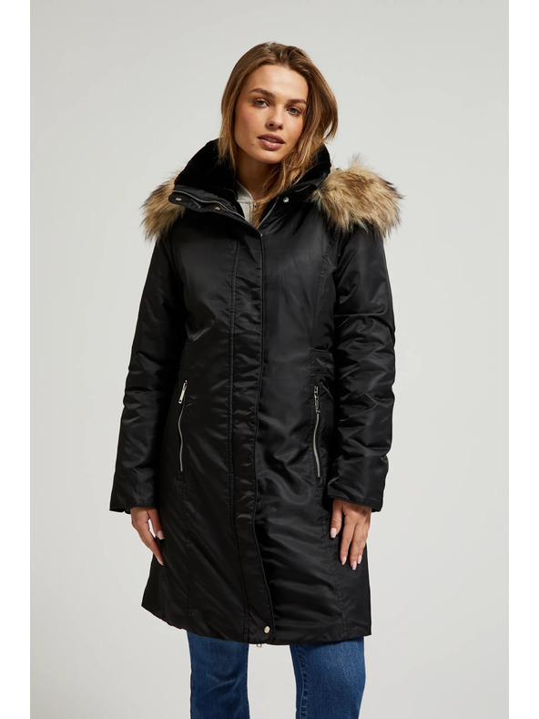 Moodo Zimska jakna s krznenim kapuco črna Moodo