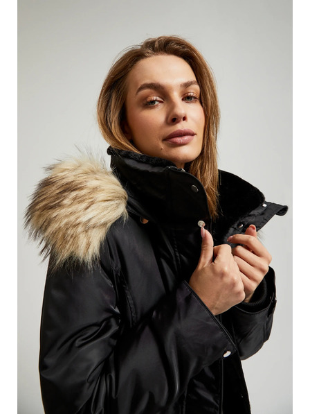 Moodo Zimska jakna s krznenim kapuco črna Moodo