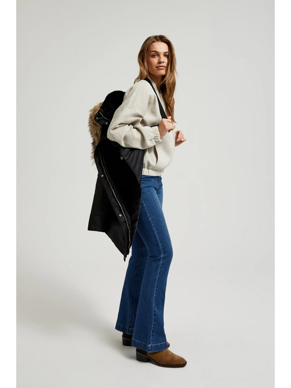 Moodo Zimska jakna s krznenim kapuco črna Moodo