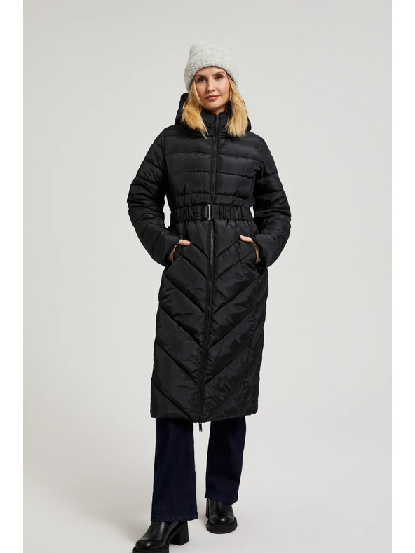 Moodo Prešita jakna z pasom črna Moodo