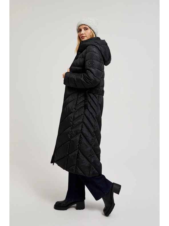 Moodo Prešita jakna z pasom črna Moodo