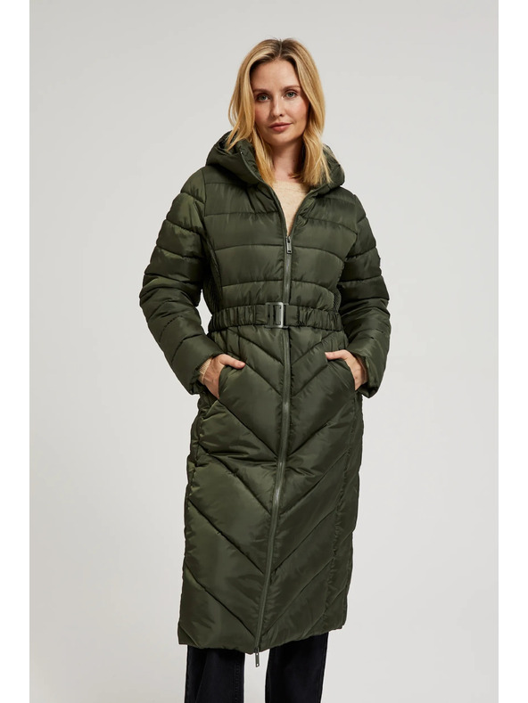 Moodo Prešita jakna z pasom olivna Moodo