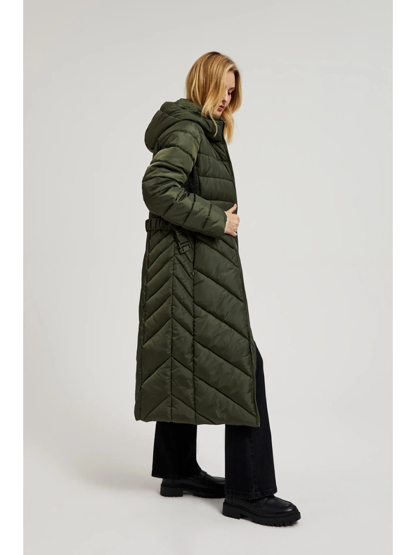 Moodo Prešita jakna z pasom olivna Moodo