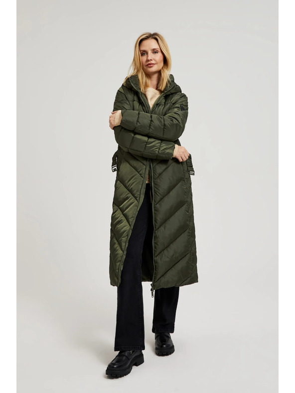 Moodo Prešita jakna z pasom olivna Moodo