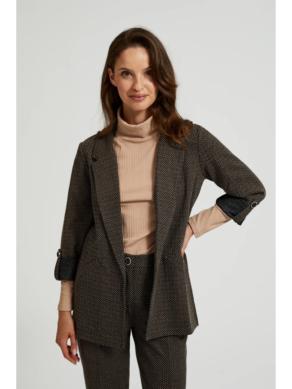 Moodo Črn suknjič okrašen z metalnim nitjem z zavihani rokavi Moodo