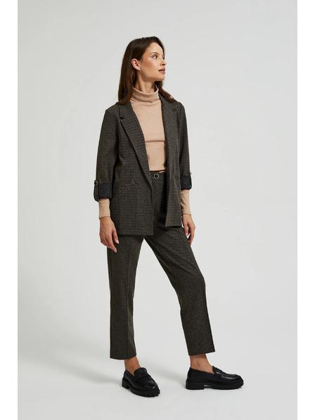 Moodo Črn suknjič okrašen z metalnim nitjem z zavihani rokavi Moodo