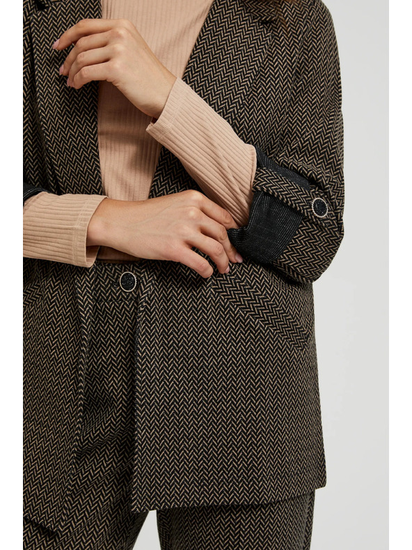 Moodo Črn suknjič okrašen z metalnim nitjem z zavihani rokavi Moodo